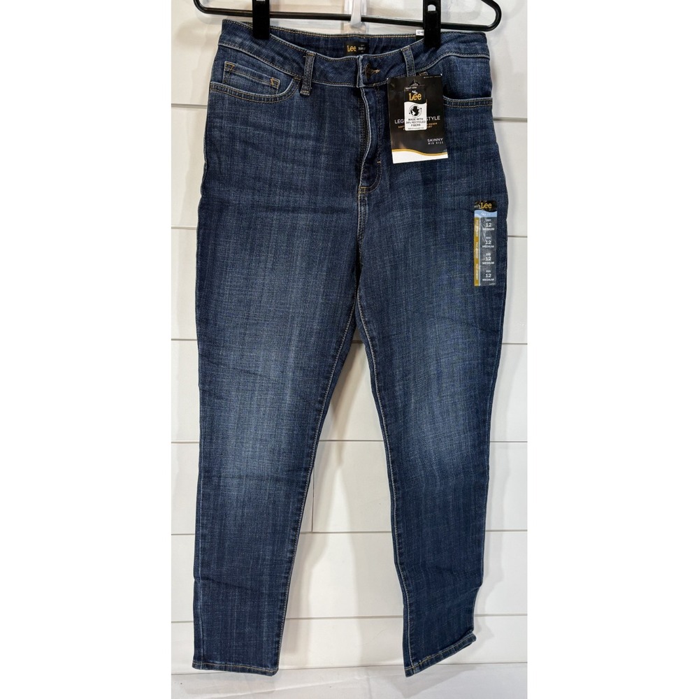Lee Dark Blue Jeans Women's Size 12M Medium Slim Fit Mid Rise Skinny New NWT
